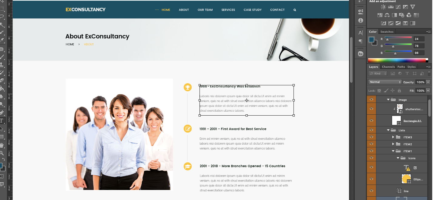 FREE Corporate Website PSD Template-Edit Elements