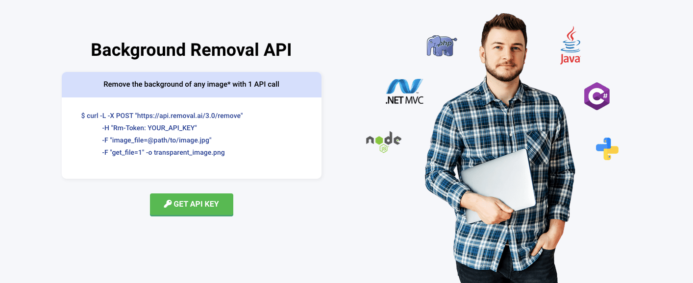 web development - removal.ai api