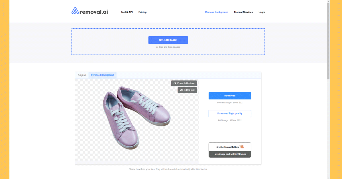 removal.ai shoe background remover