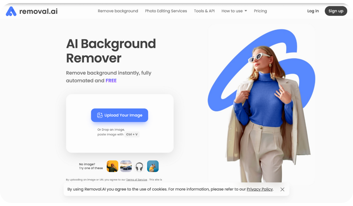 Removal.AI home page